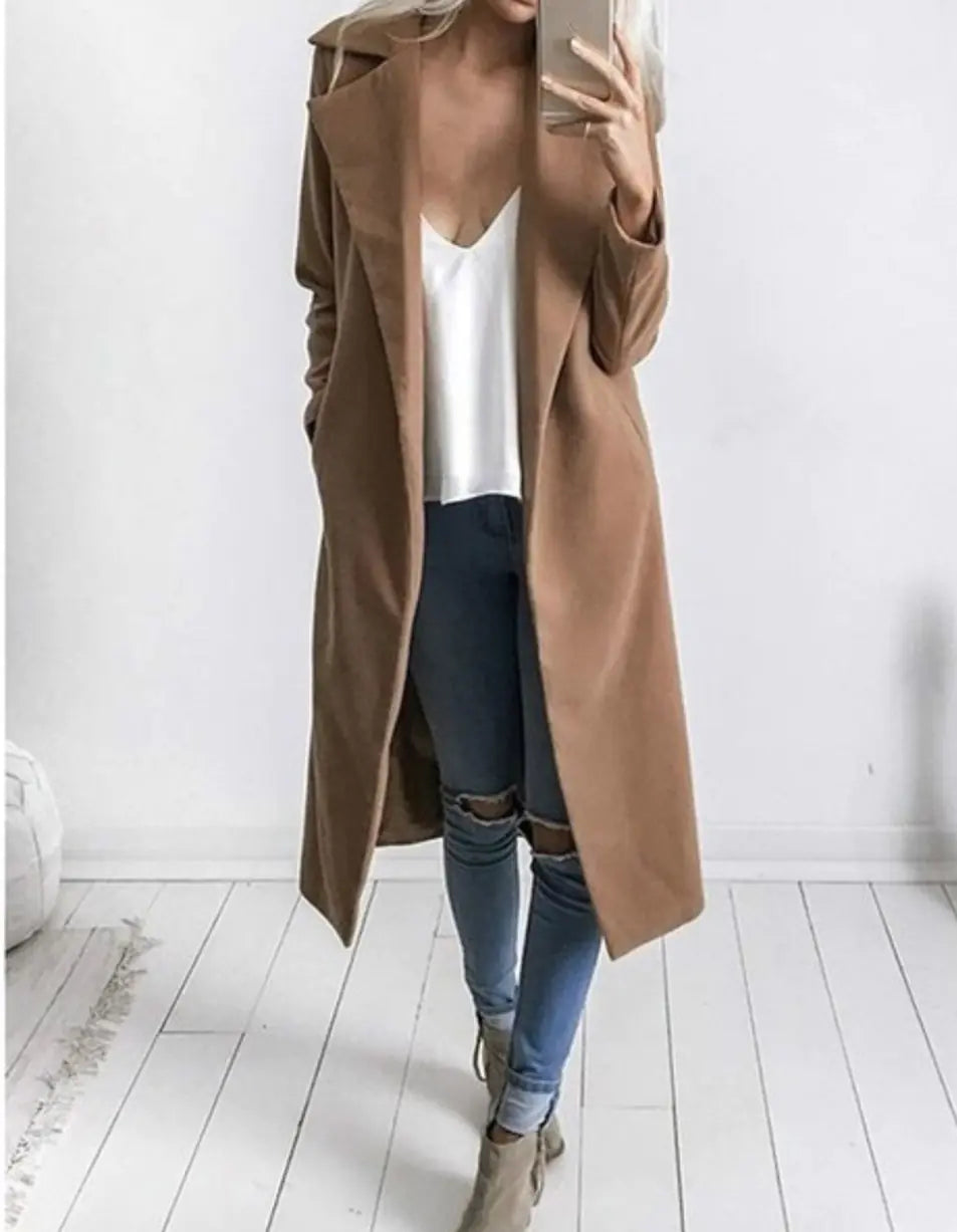 Mid-Length Woolen Coat for Stylish Warmth