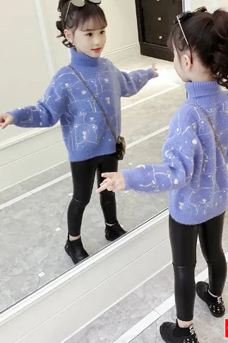 Children's Leopard-Print Mink Wool Sweater