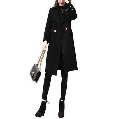 Hepburn Style Women's Mid-Length Wool Coat