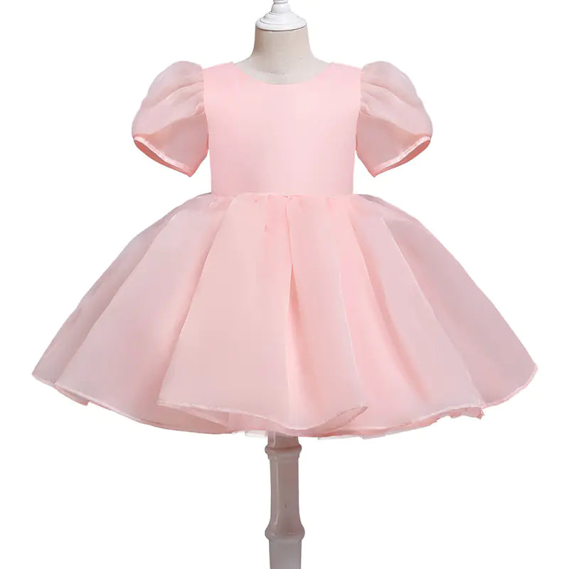 Girls Casual Puff Sleeve Princess Dress