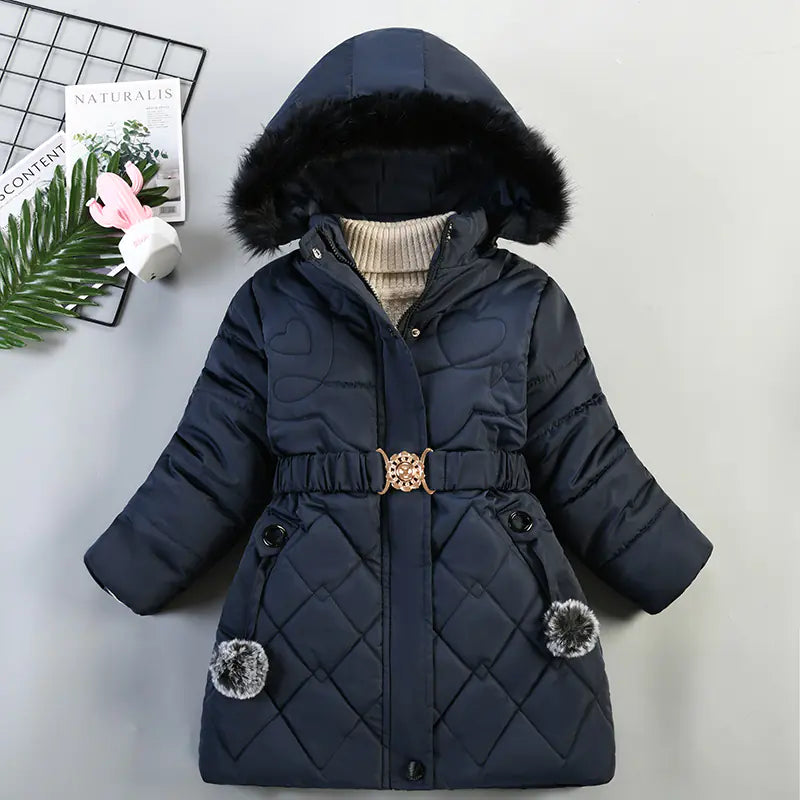 Children's Heart-Shaped Cotton-Padded Coat with Hat
