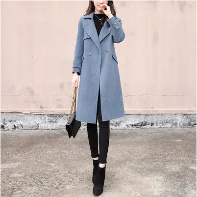 Hepburn Style Women's Mid-Length Wool Coat