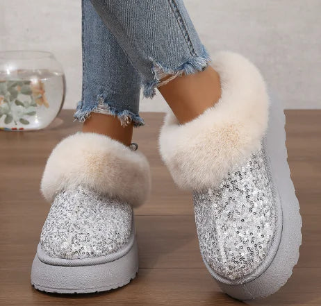 New Women's Short Snow Boots with Fox Fur