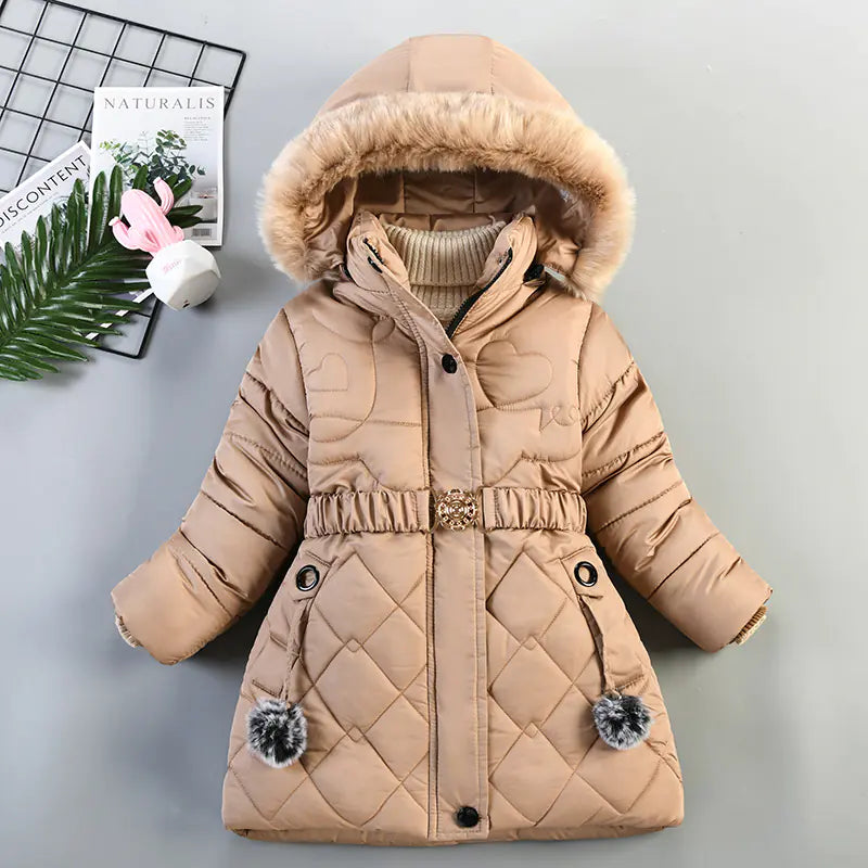 Children's Heart-Shaped Cotton-Padded Coat with Hat