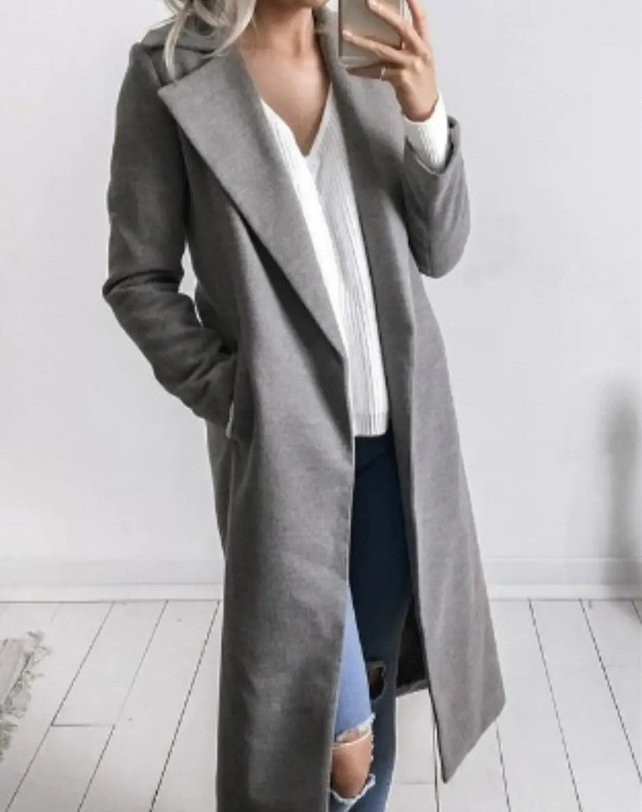 Mid-Length Woolen Coat for Stylish Warmth