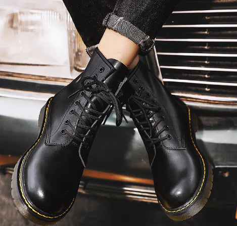 Eight-Hole Breathable Leather Short Boots for Outdoors