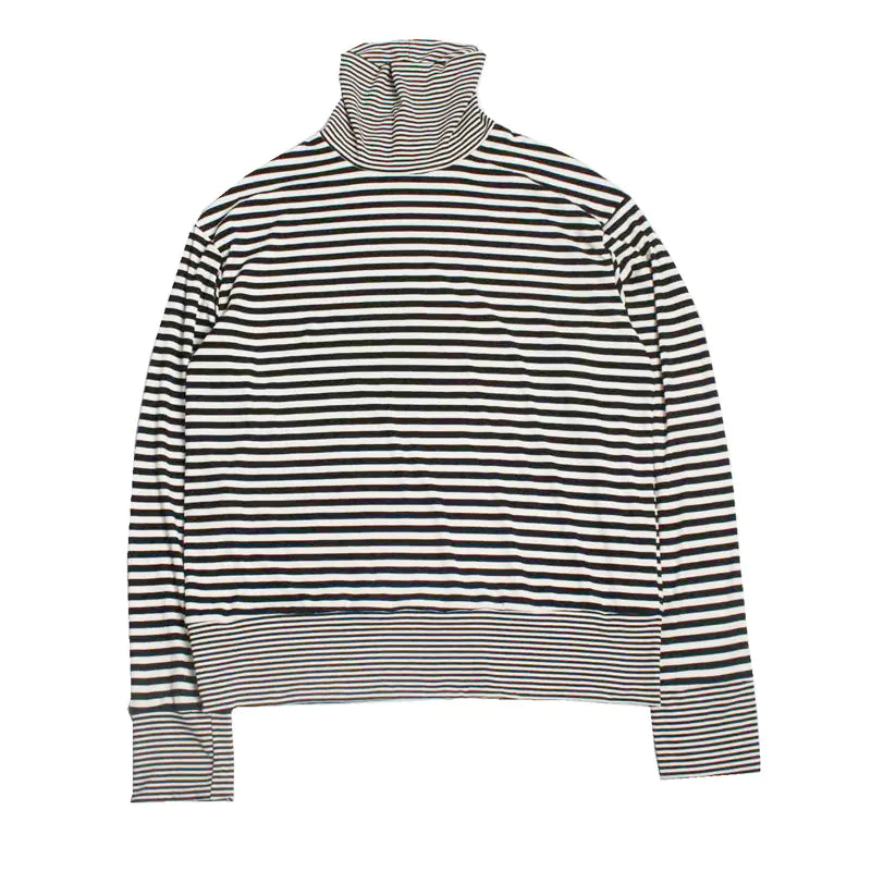 Striped Turtleneck Couple Long Sleeve T-Shirt