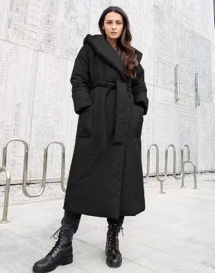 Hooded Long Cotton Padded Jacket for Women