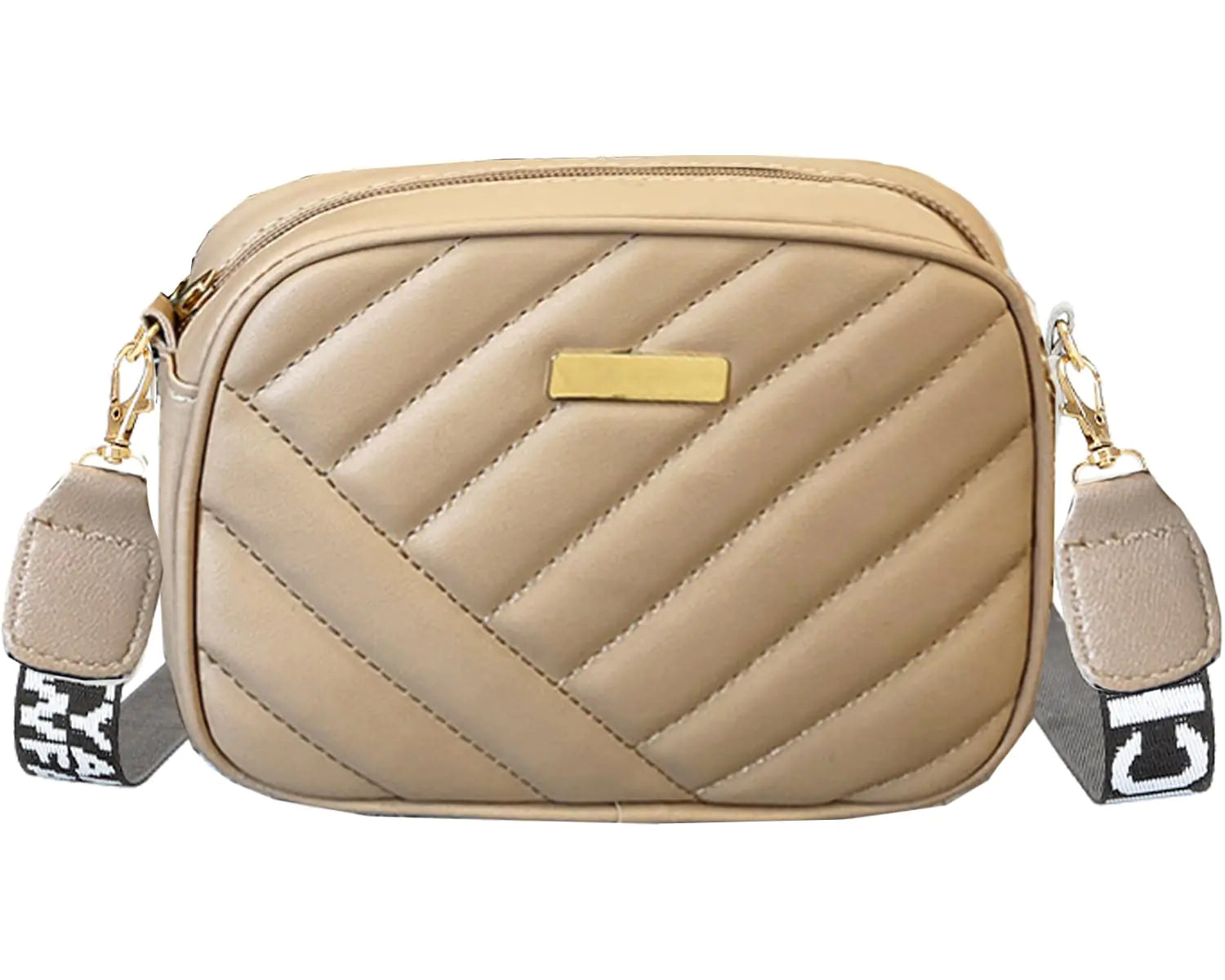 Farcauo Small Crossbody Bags for Women Light Brown Trendy Cross Body Purse for Woman Shoulder Bag for Women Quilted Crossbody Bag for Women Lightweight Cell Phone Purse with Wide Strap