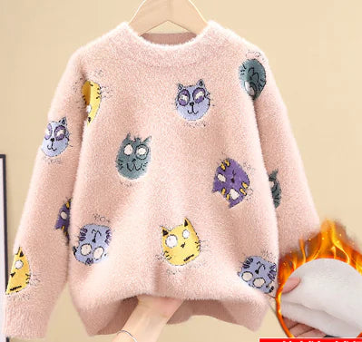 Children's Leopard-Print Mink Wool Sweater