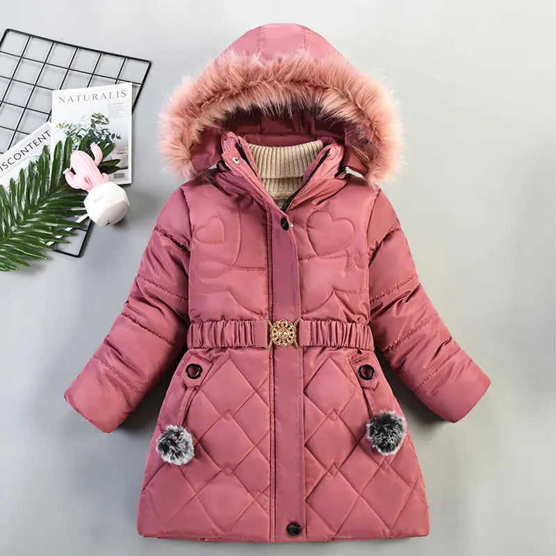 Children's Heart-Shaped Cotton-Padded Coat with Hat